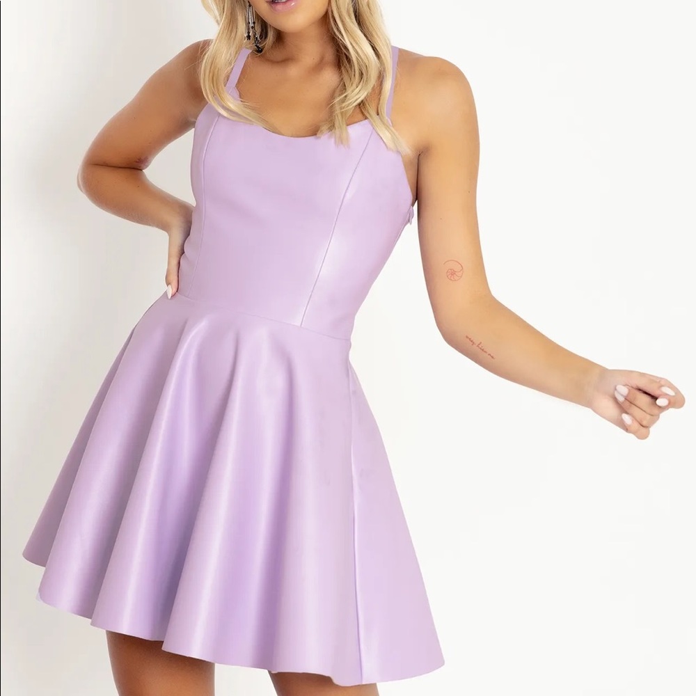 Blackmilk Lilac PVC Moto dress
